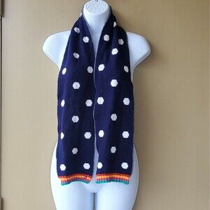 Tommy Hilfiger Navy Blue Polka-dot Striped Scarf